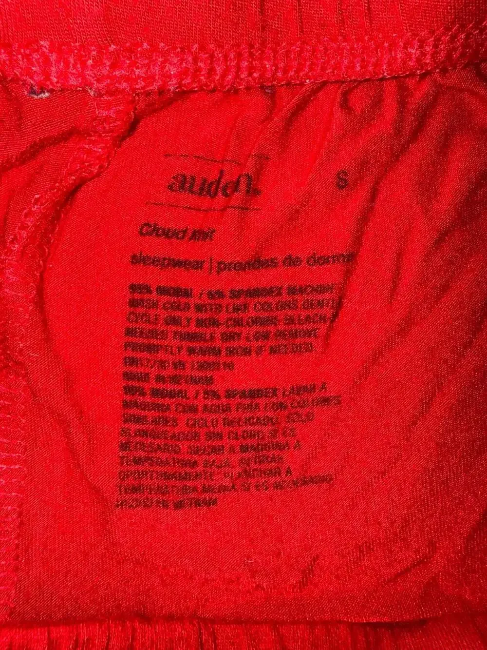 Auden Cloud Knit Short Sleeve Notch Collar Pajama Set Red Size S